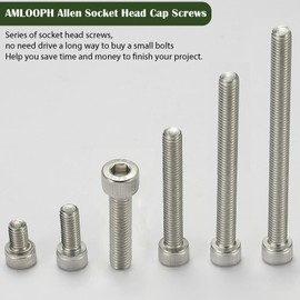 AMLOOPH M8 Screws, M8 X 40mm Allen Socket Head Cap Screws/Bolts - 8mm Diameter Fully Threaded M8 Bolts 40mm A2 Stainless Steel Long Hex Socket Bolt M8 Coarse (Pack Of 10）