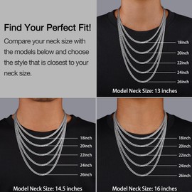 Momlovu Silver Chain for Men Women Boys, Stainless Steel Chain Necklace Cuban Link Chain for Men 4mm 18 inch