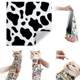 Cat Grooming Wrap, Cat Swaddle Wrap, Cat Burrito Wrap for Nail Trimming, Velcro Fabric Wrap for Cats, Self-Adherent Soft Cat Nail Trimming Restraint (Color: 4#, Size:L)