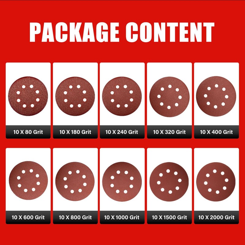 TOPEX 125mm Orbital Sanding Discs Oxide Sandpaper Sanding Paper Pads