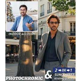 Hubeye Photochromic Reading Glasses for Men 3 Packs UV400 Sun Readers Computer Anti Blue Light Glasses +1.5