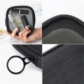 2PCS Black Mesh Nylon Storage Bag with Zipper Small Makeup Bag Mini Portable Cosmetic Bag Travel Toiletry Bag Pouch for Daily Accessories Travel Vacation Business Trip