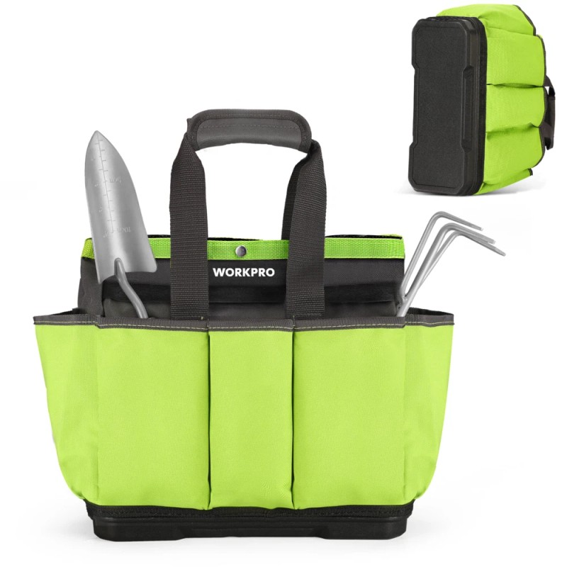 WORKPRO 8 Pockets Garden Tool Bag Waterproof Plastic Base for