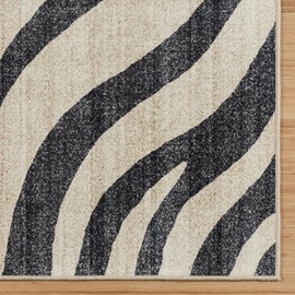 Gertmenian Indoor Boho Area Rug - 9x13 Extra Large, Non Slip, Super Strong, Ideal for High Traffic Areas in Bedroom, Living Room, Kitchen - Zebra, Black, White, 28537