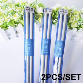 2Pcs/Set 35cm Long Single Pointed Knitting Needle Aluminium Classic Knitting Pins Sweater Needles for Handmade Weave DIY Tools (10mm)