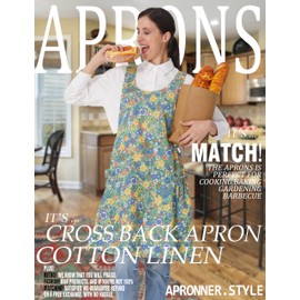 APRONNER Cozy Adjustable Cross Back Aprons for Women with Pockets Cotton Linen Cooking Kitchen Baking, Colorful Floral, Large