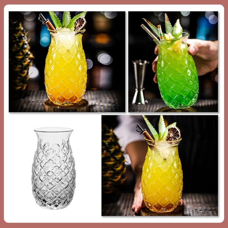 Zerodeko Cocktail Glasses Pineapple Design Vintage Glassware Smooth Rim Direct