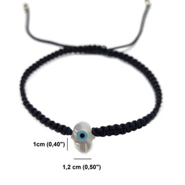 MYSTIC JEWELS By Dalia Red Macrome Thread Bracelet with Mother of Pearl and Turkish Eye Protection Good Luck, Cotton,