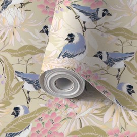 AJWGDJAWYV Peel and Stick Wallpaper Self Adhesive Wall Mural Beautiful Pattern Flowers Leaf Floral Contact Paper Renter Friendly Wallpaper for Kitchen Nursery Bedroom 17.7"x118"