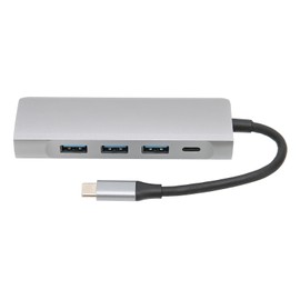 USB C Splitter Silver 5Gbps Speed Heat Dissipation Function Smart Chip Aluminum Alloy Material 3 USB3.0 Port 5 in 1 Hub