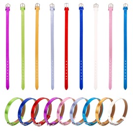 Beadthoven Adjustable PU Leather Bracelets 8mm Bracelet Slide Wristbands Rainbow Bracelet Leather Straps Colorful Bangles with Alloy Clasps for Women Men Jewelry Making Charms, 8.52 inches, Leather,