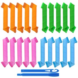 40 Pack Magic Hair Curlers Spiral Curls Styling Kit, No Heat Hair Curlers and Styling Hooks, Manual Hair Curler 4 Colors Spiral Ringlets Circle Roller, Wave Formers DIY Hair Roller Tool(30cm)
