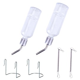 2 Pcs Rabbit Water Bottles, Hanging Pet Water Bottles with Holder for Guinea Pigs, Ferrets, Chinchillas, Small Puppies & Kittens