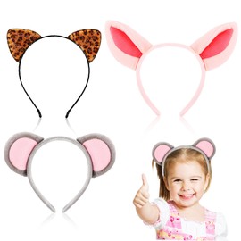 IMIKEYA Jungle Animal Headbands: 3pcs Animal Headbands Jungle Party Decorations Headbands Animal Hair Hoop Animal Ear Headband for Kids Adults Animal Costumes Cosplay Birthday Party