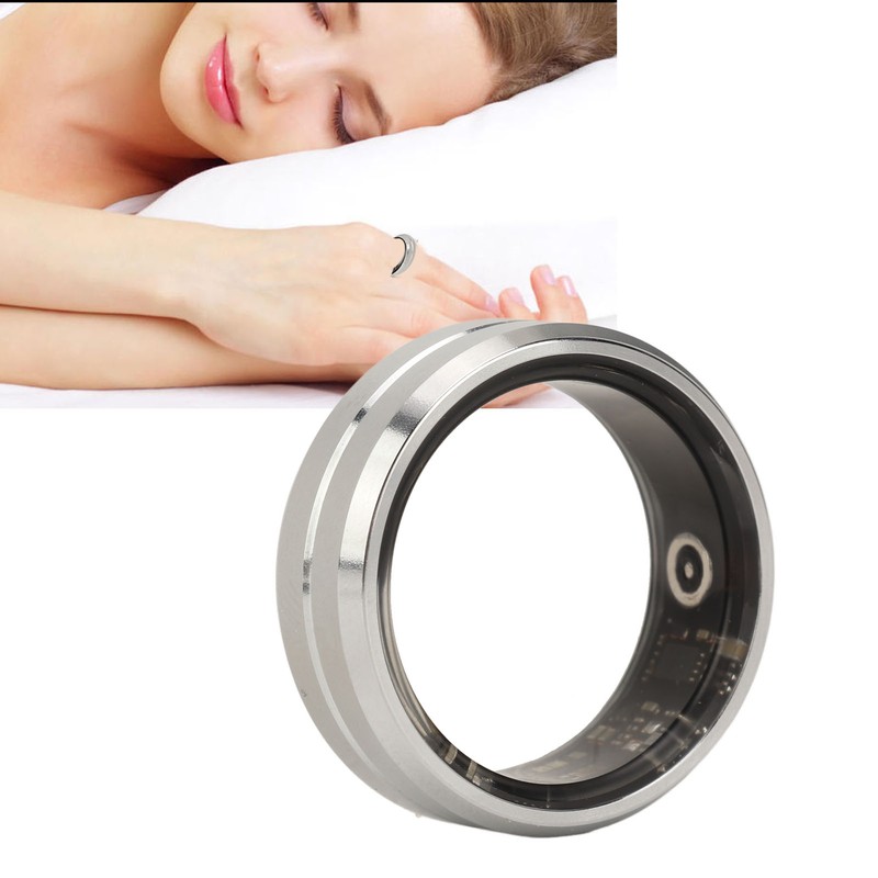 Smart Ring Silver IP68 Waterproof Pedometer Sleep Fitness Monitoring Remote