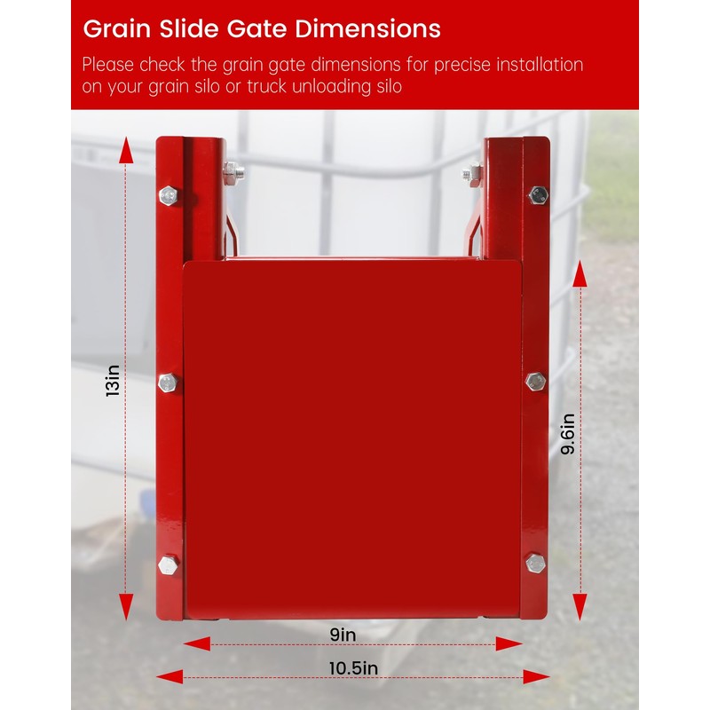Sliding Grain Gate-9"x9", Heavy Duty Steel Grain Bin Slide Gate