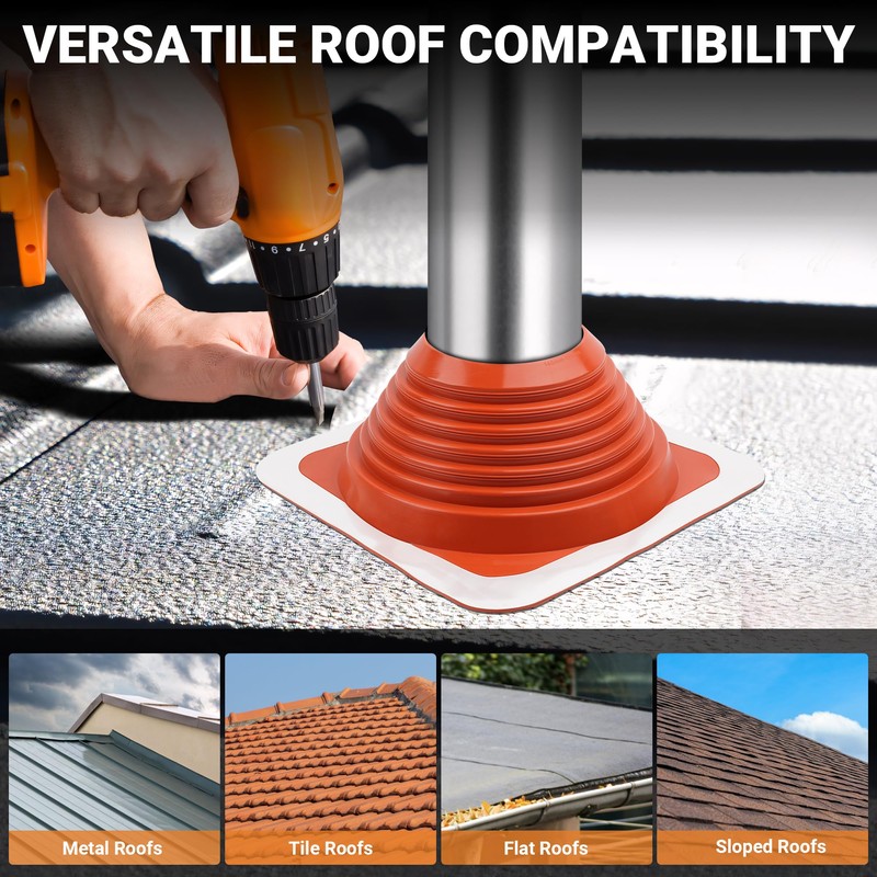 Metal Roof Pipe Flashing Boot: #7 Silicone High-Temp Flexible Roof
