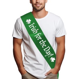 Irish for the Day Sash - Green with Silver Text - St Patrick's Day Irish Sash