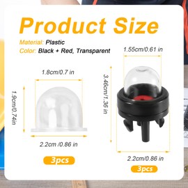 6pcs 188-512-1 Snap in Primer Bulbs and Primer Bulb Pump, Carburetor Primer Bulbs Replacement Parts for Small Engines Compatible with Poulan Echo Chainsaw Ryobi BP42 Homelite Bolens Trimmer Blower