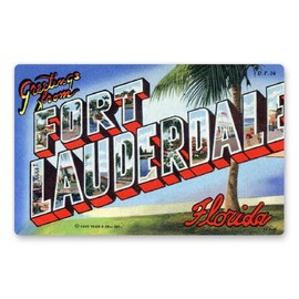 Squiddy Greetings from Fort Lauderdale Florida - Vinyl Sticker Decal for Phone, Laptop, Water Bottle (4" Wide)