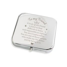 GLINTZ Friend Gift Compact Mirror, to My Best Friend Gorgeous Silvery Compact Mirror Unique Friendship Gift for Women Girls Sisters for Women BFF