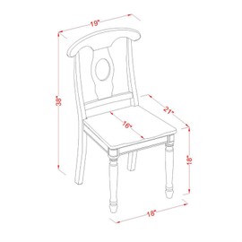 East West Furniture KEC-WHI-W Kenley Kitchen Dining Chairs - Napoleon Back Wood Seat Chairs, Set of 2, Buttermilk & Cherry