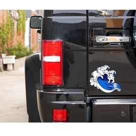 2 Pack 5.1" Blue Sea Waves, Vinyl Car Decals Stickers Van Trucks Women Men Motorcycle Laptop Decals Skateboard Bike Bumper Window