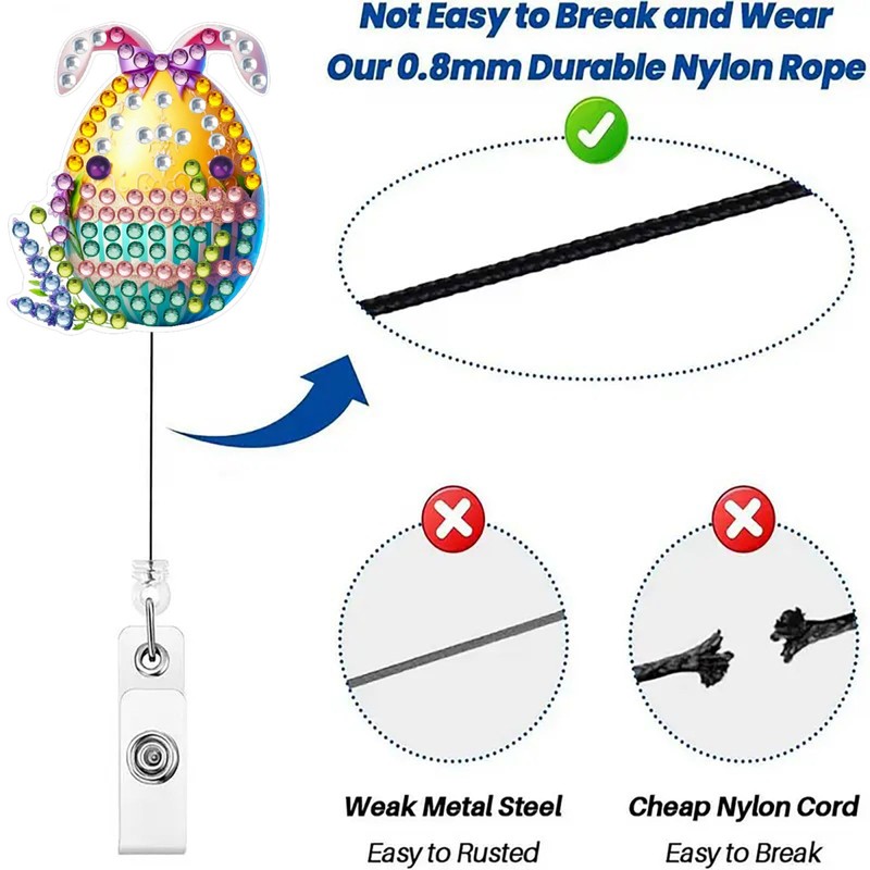 DoxQcs DIY Diamond Art Painting Retractable Badge Clip, Retractable Badge