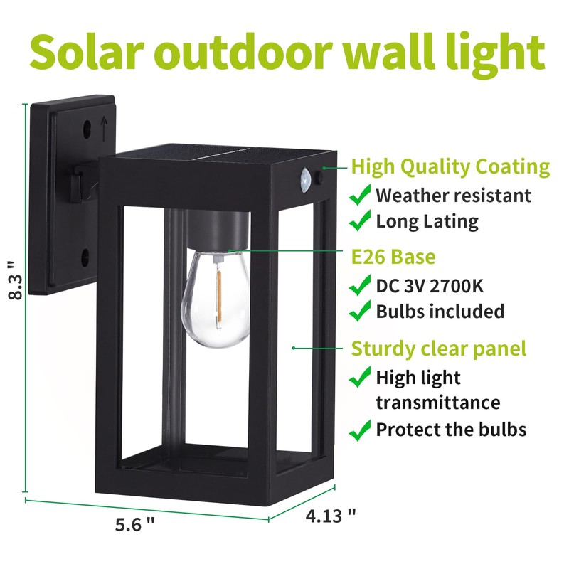 MDENLT 2 Pack Solar Porch Lights Outdoor,Solar Wall Lights with