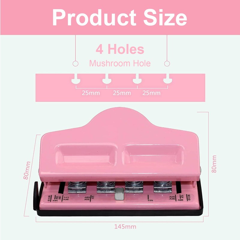Mushroom Hole Punch, 4 Holes Mushroom Paper Puncher for Bound