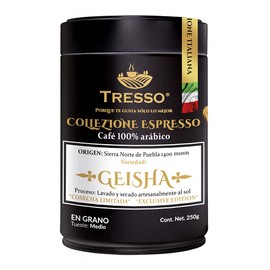 Tresso, Collezione Espresso: Inspirazione Italiana Café Geisha En Grano, 250 gramos