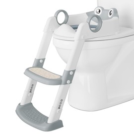 Potty Training Seat with Ladder for Kids – Soft PU Padded Toilet Training Seats, Foldable Toddler Step Stool with Non-Slip Design, Easy Setup for Home Bathroom Use