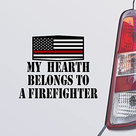 Custom Brother - My Heart Belongs to A Firefighter Firefighter Fireman Black Color Car Laptop Wall Bumper Decal Sticker, DesN57