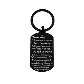 Birthday Christmas Gifts Keychain for Son Gift from Mom and Dad To My Son Sometimes Its Hard to Find Words Key Chains for Sons Son Gifts Key Rings
