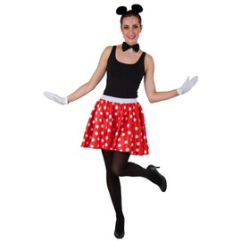 Multi-Purpose Carnival Costume Skirt, Red with White Polka Dots, 38/40, red