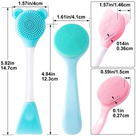 HINZIC 4pcs Silicone Manual Face Scrubber, Soft Face Scrubber Exfoliator, Skin Friendly Face Cleansing Brush for Blackheads Whiteheads Makeup Residues Removal- Blue & Pink