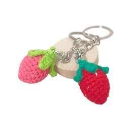 Crochet Mini Strawberry Keychain, Amigurumi Strawberry Keyring , gift for her/friend, cuttie Strawberries, accessories for bag - Color: Red