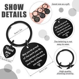 Taiyin 12 Pieces Employee Appreciation Gifts Thank You Keychain Make a Difference Keychain (Black)