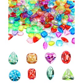 WUNZILO 100 Pieces Diamond Gemstone Toy Acrylic Colour Gemstone Set for Children Pirate Treasure Hunt Easter Egg Decorations for Children, 8 Colours, Random Quantity