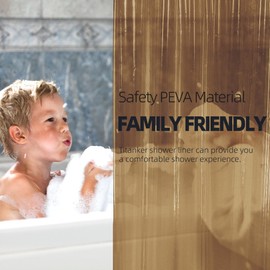 Titanker Shower Curtain Liner, Plastic Shower Liner PEVA 72 x 72 Lightweight Waterproof Shower Curtains for Bathroom with Magnets and Grommets, Clear Amber