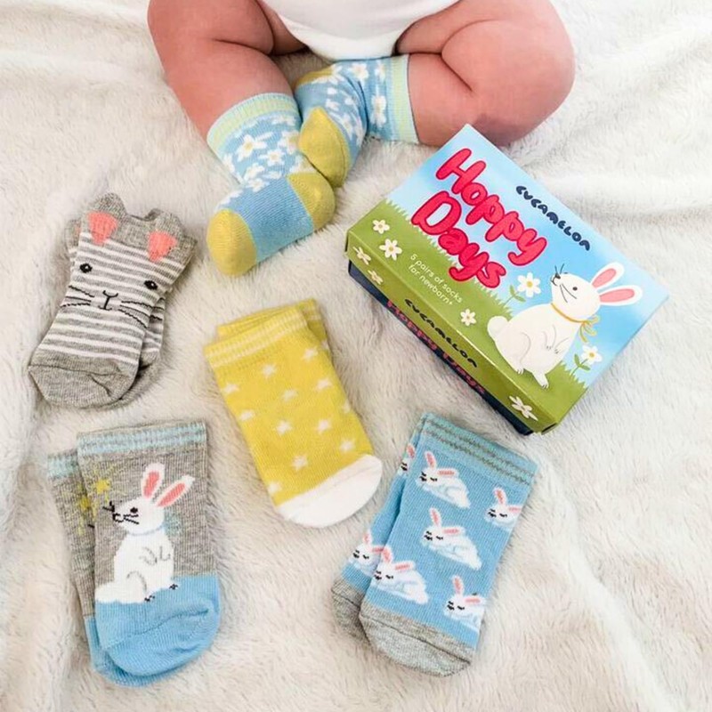 Cucamelon Baby Hoppy Days Sock Gift, Multi, One Size