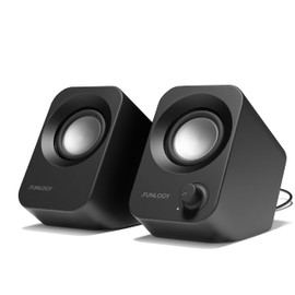 FUNLOGY PC Speakers, Stereo Speakers, Total 14W, USB Power, Deep Bass, Aux, 0.14 inch (3.5 mm) Pin Input, Japanese Brand, VGP2024 Award Winner, Black