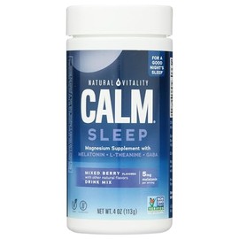 Natural Vitality Mezcla de bebida Calm Sleep con magnesio y melatonina, sabor a bayas mixtas, 4 onzas (el paquete puede variar)