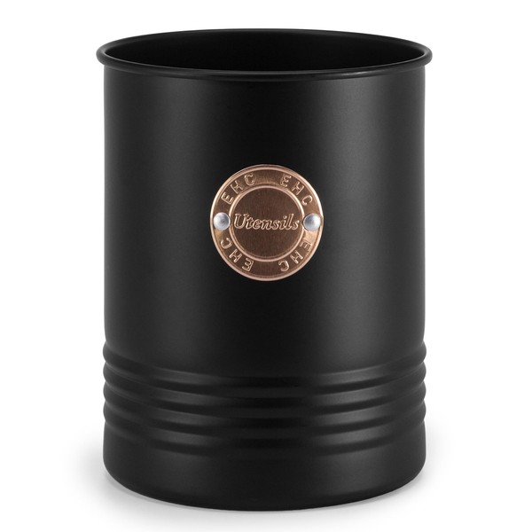 EHC Space Saving Utensil Organiser Storage Holder Tin, Black, 15 x 12.5 cm, 1L