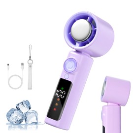 COCOSY Tragbarer USB-Handventilator mit Kontaktkühlung -20 ℃, 199 Geschwindigkeiten Turbo 10 m/s, wiederaufladbarer Ventilator 4000 mAh, ideal für Schreibtisch, Büro, Schlafzimmer und Reisen -Rosa