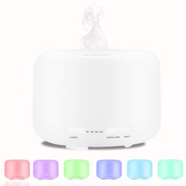 Ultrasonic Cool Mist Humidifier,Portable Small Humidifiers for Bedroom Home Office Travel Kids Baby Room,Aroma Essential Oil Diffuser 7 Color Night Light with High Low Mist Output,Timer,Auto Shut Off