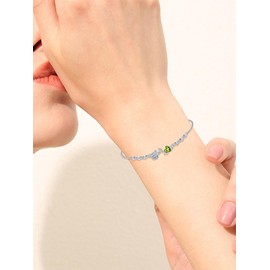 OCJ August Birthstone Peridot Bracelet for Women Sterling Silver Adjustable Slider Bolo Rose Flower Bracelets Anniversary Birthday Jewelry Gifts for Wife, Girlfriend, Mom, Sister