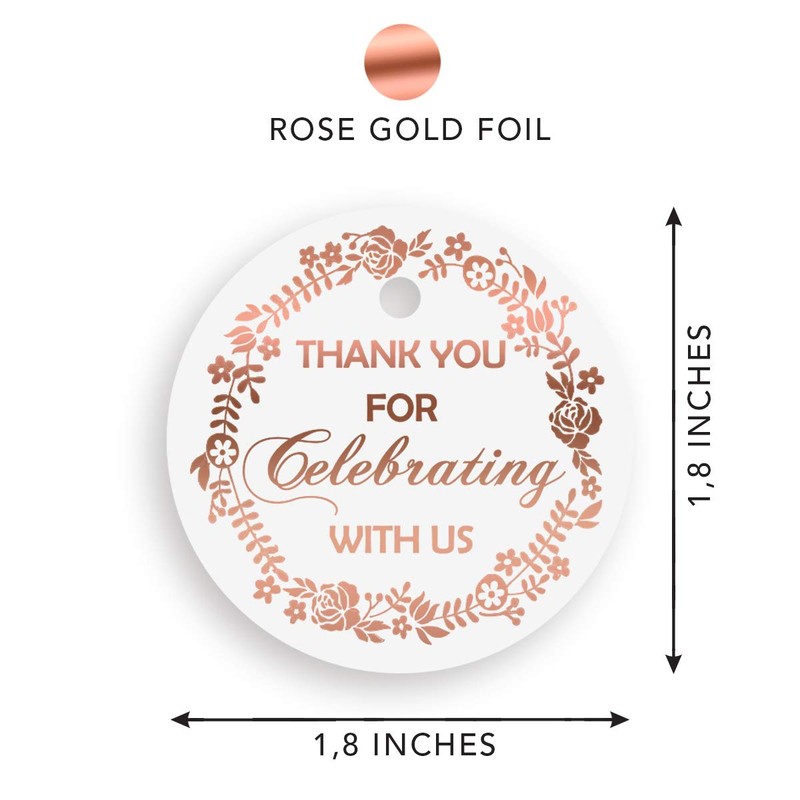 Thank You Gift Tags, Round Circle Gift Tag, 30 Pack,