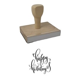 Happy Holidays Rubber Stamp, 4 X 3" Wood Stamp