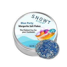 Snowy River Margarita Salt Flakes - Blue Party (1x3oz Tin); Naturally Colored Premium Cocktail Rimming Salt; Margarita Rimming for Culinary & Dessert Decorating